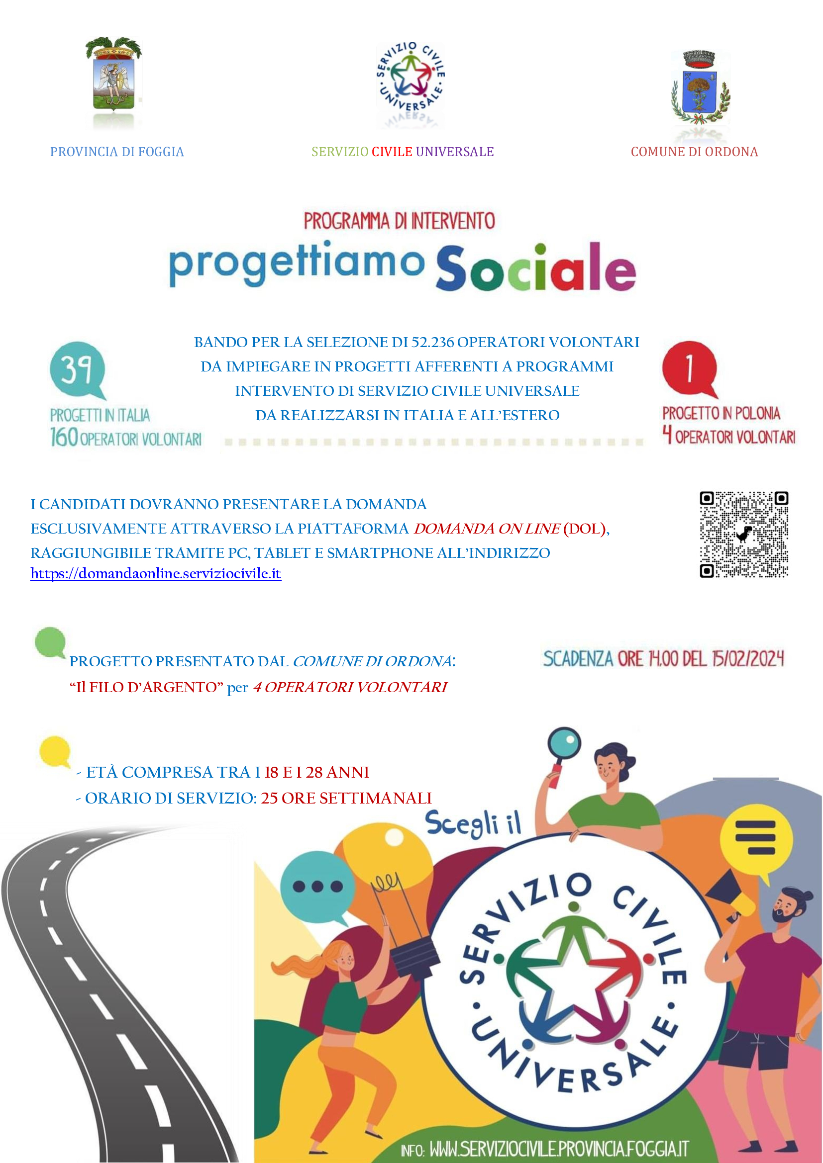 BANDO PER LA SELEZIONE DI 52.236 OPERATORI VOLONTARI DA IMPIEGARE IN PROGETTI AFFERENTI A PROGRAMMI INTERVENTO DI SERVIZIO CIVILE UNIVERSALE DA REALIZZARSI IN ITALIA E ALL'ESTERO