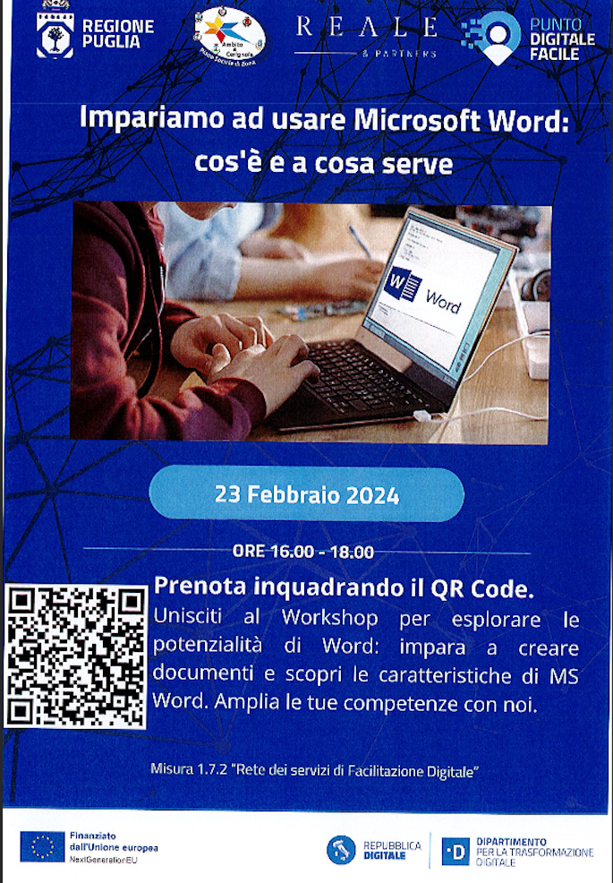 Workshop: impara a creare documenti e scopri le caratteristiche di MS Word.